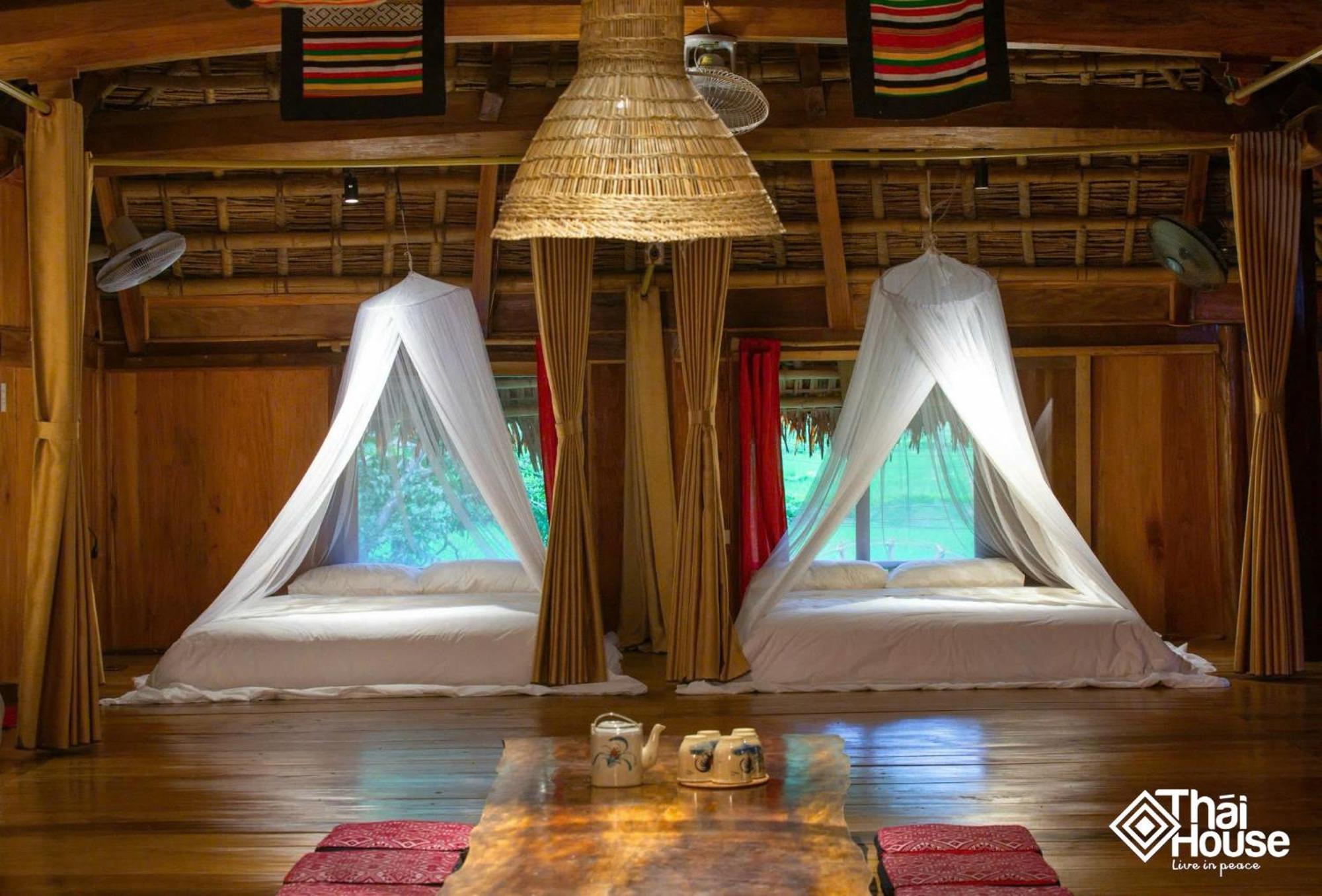 Thai House Pu Luong - Century Old Stilt House With Terrace Views Huong Ba Thuoc Exteriér fotografie